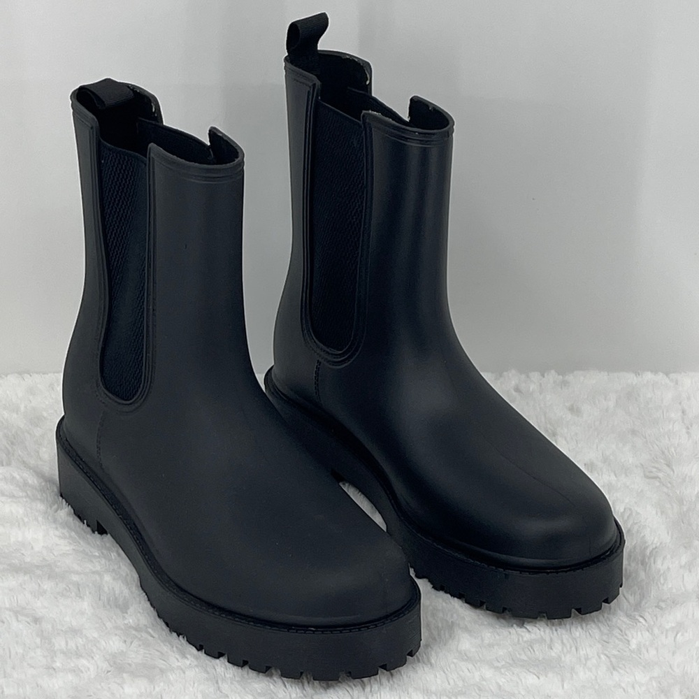 SERRA WOMENS SIZE 7 Black Ankle Rain Boots